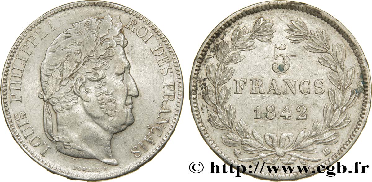 5 francs IIe type Domard 1842 Strasbourg F.324/97 XF45 
