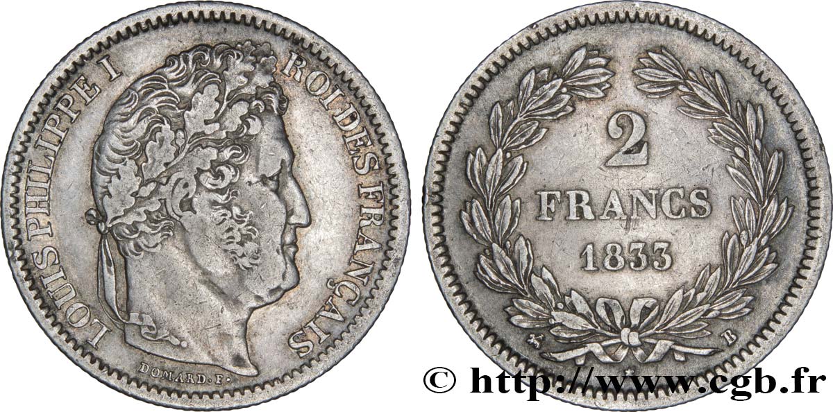 2 francs Louis-Philippe 1833 Rouen F.260/18 TTB45 