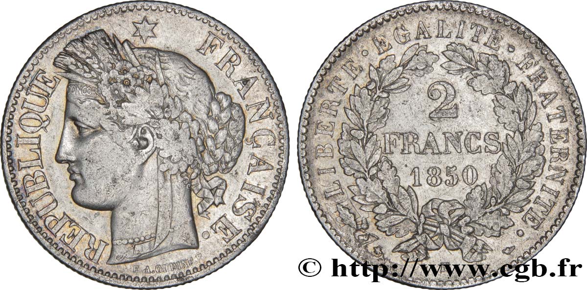 2 francs Cérès, IIe République 1850  Strasbourg F.261/5 TB30 