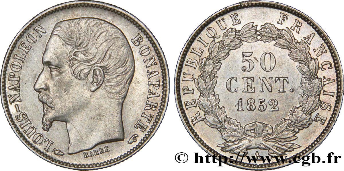 50 centimes Louis-Napoléon 1852 Paris F.185/1 TTB48