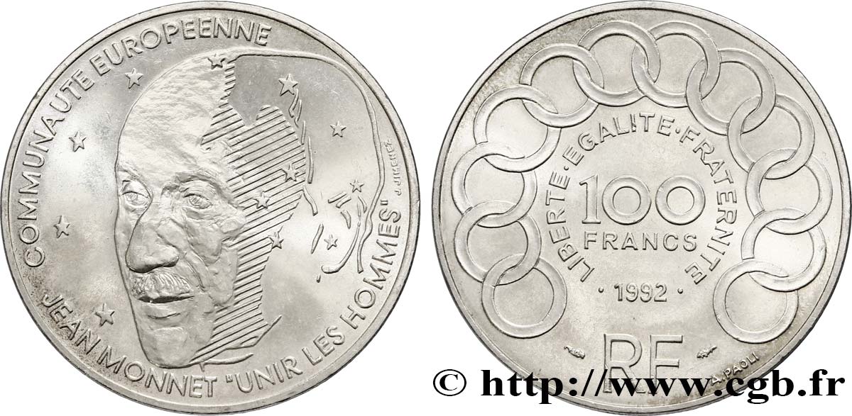 100 francs Jean Monnet 1992  F.460/2 MS64 