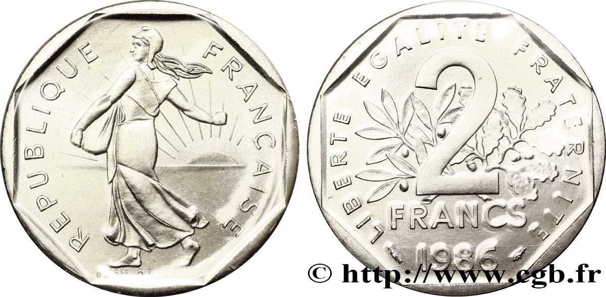 2 francs Semeuse, nickel 1986 Pessac F.272/10 MS70 