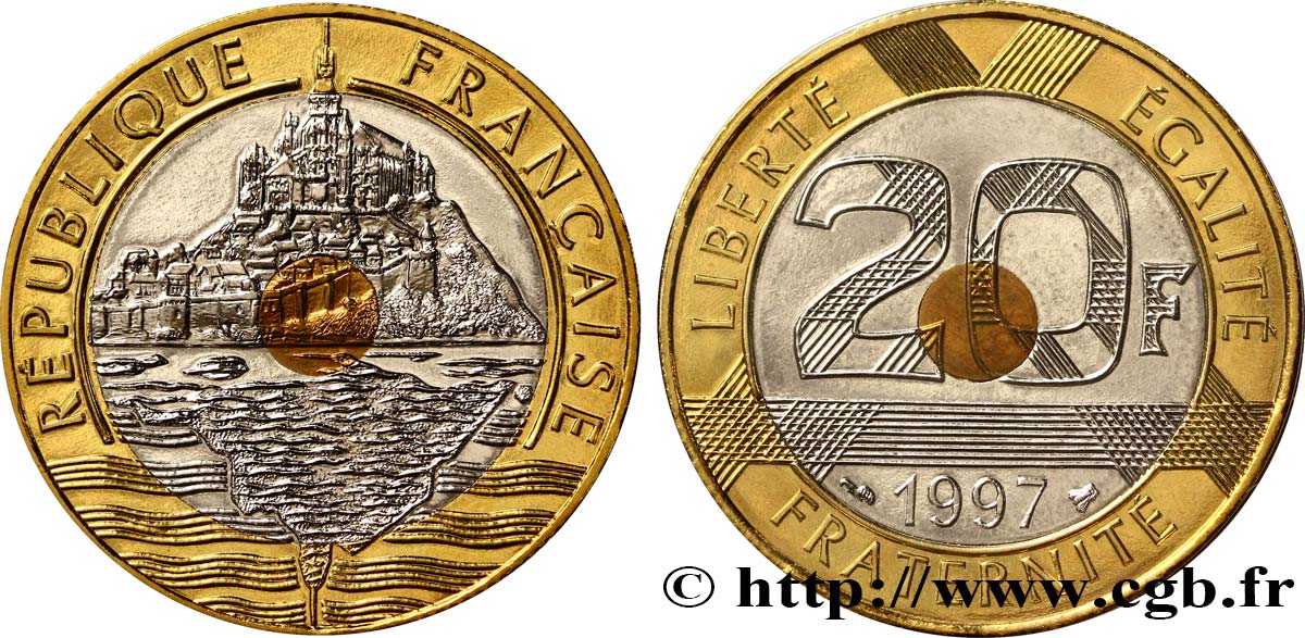 20 francs Mont Saint-Michel, BU (Brillant Universel) 1997 Pessac F.403/13 MS68 