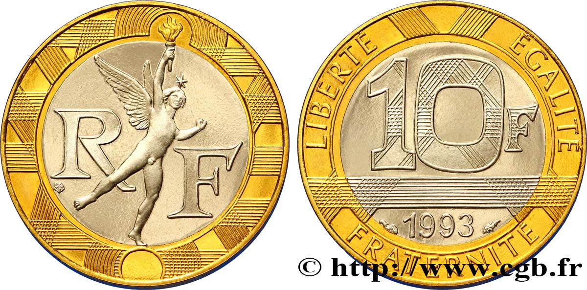 10 francs Génie de la Bastille, BE (Belle Épreuve) 1993 Pessac F.375/10 var. ST67 