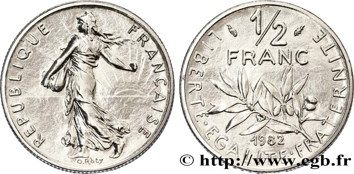 1/2 franc Semeuse 1982 Pessac F.198/21 SUP62 