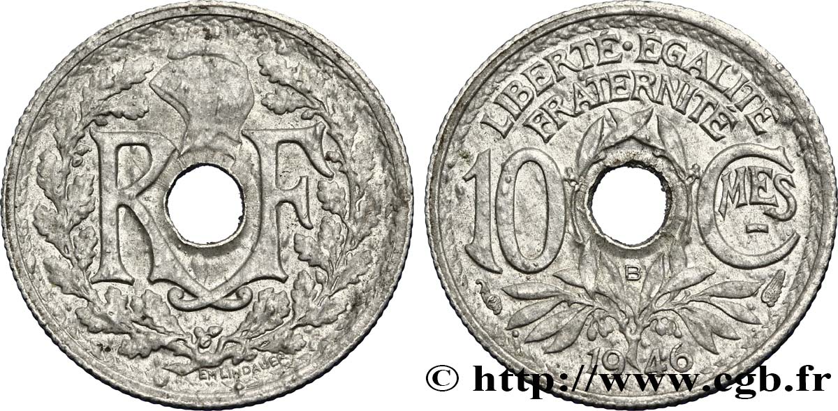 10 centimes Lindauer, petit module 1946 Beaumont-Le-Roger F.143/5 MBC48 