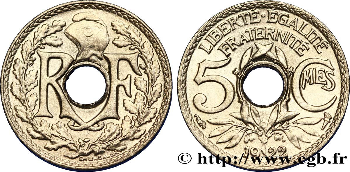 5 centimes Lindauer, petit module 1922 Paris F.122/4 fST64 