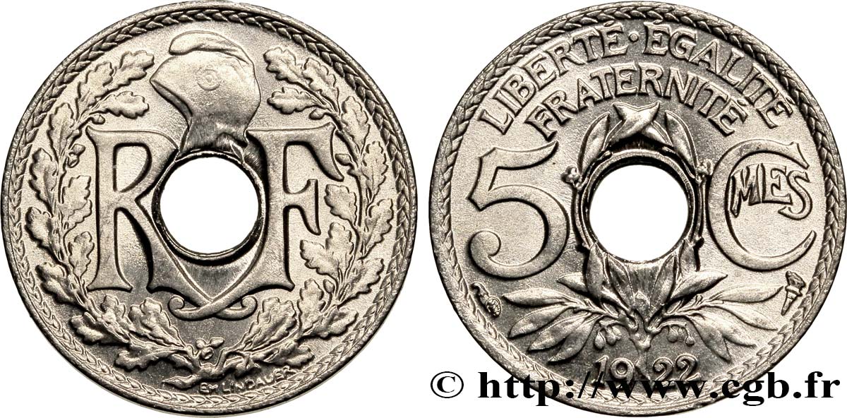 5 centimes Lindauer, petit module 1922 Paris F.122/4 SPL64 