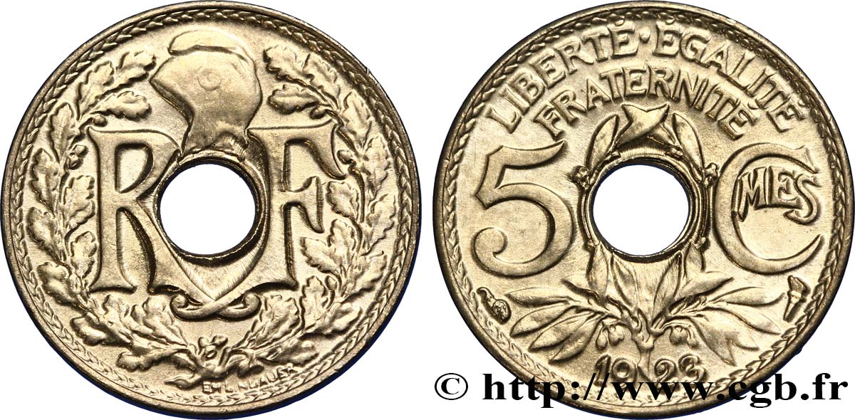5 centimes Lindauer, petit module 1923 Paris F.122/6 MS64 