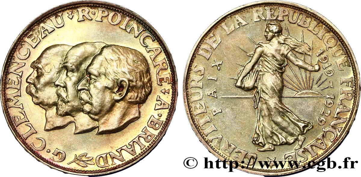 Module de 20 francs argent, 10e anniversaire de la Paix 1929 Paris G.851  SPL62 