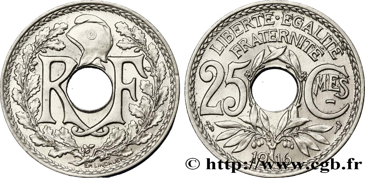 25 centimes Lindauer, Cmes souligné 1916  F.170/4 SUP62 