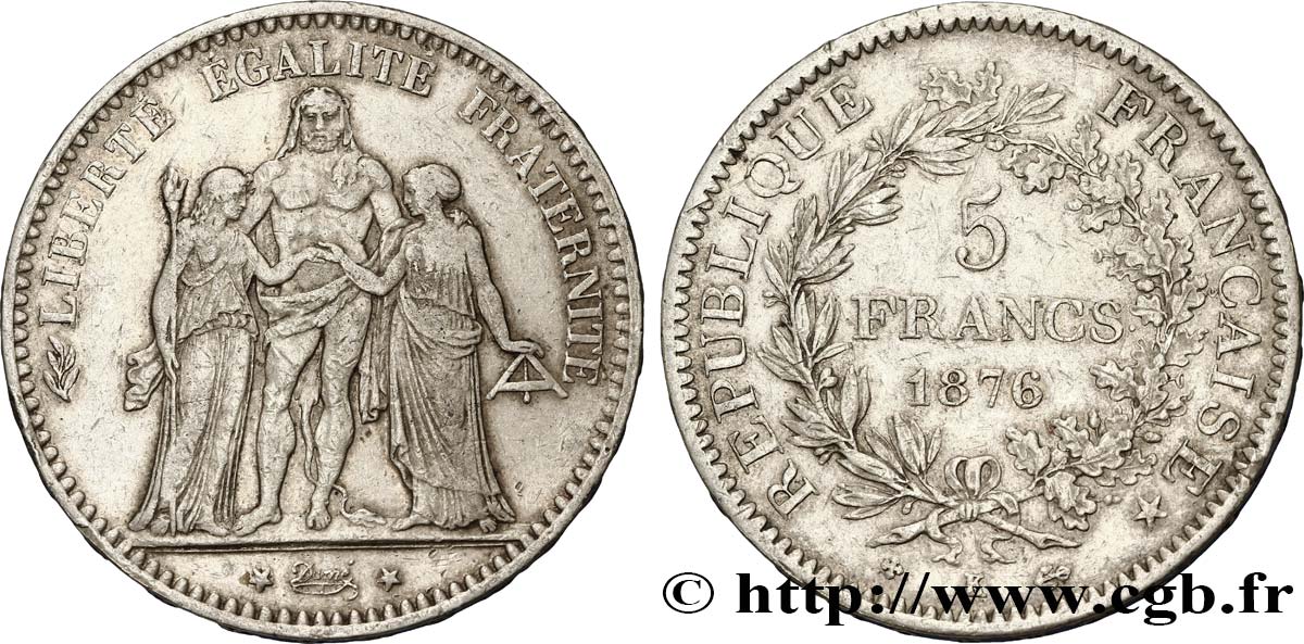 5 francs Hercule 1876 Bordeaux F.334/18 TTB40 