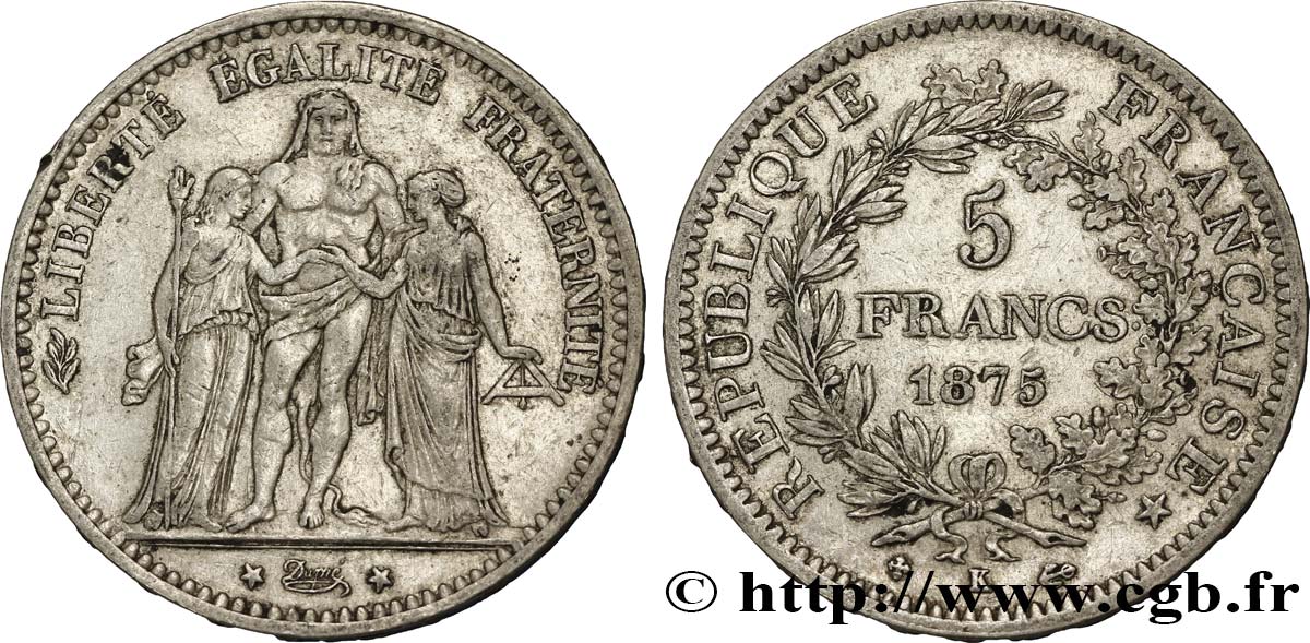 5 francs Hercule 1875 Bordeaux F.334/16 XF48 