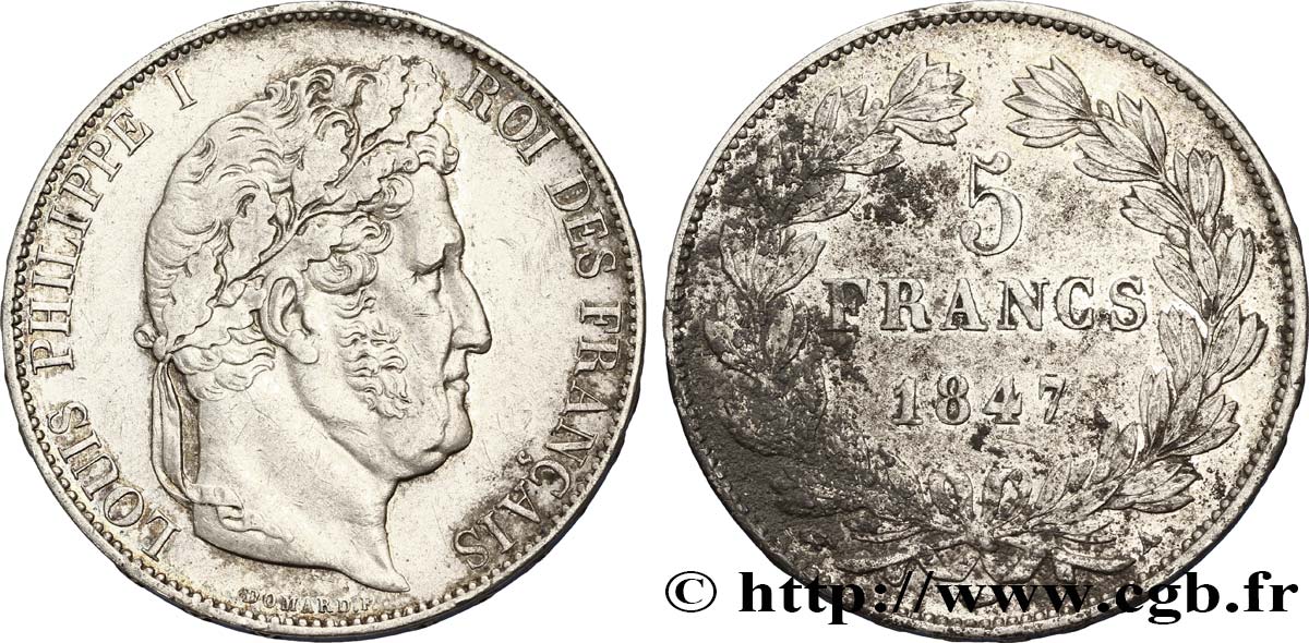 5 francs IIIe type Domard 1847 Paris F.325/14 MBC50 