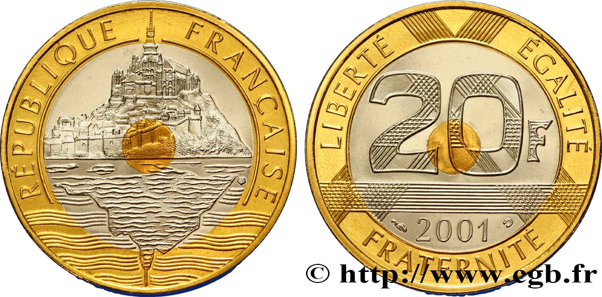 20 francs Mont Saint-Michel, BE (Belle Épreuve) 2001 Pessac F.403/17 var. FDC67 