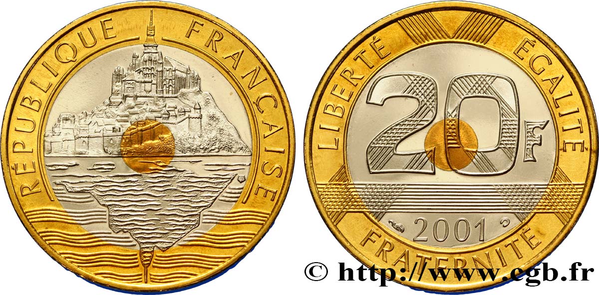 20 francs Mont Saint-Michel, BE (Belle Épreuve) 2001 Pessac F.403/17 var. MS67 