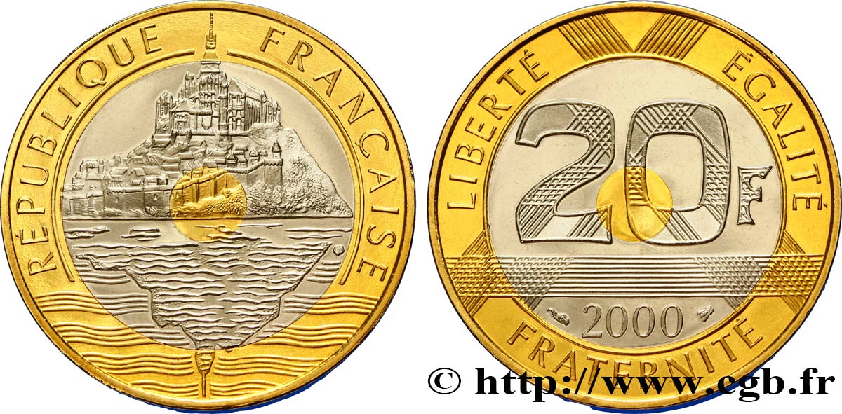 20 francs Mont Saint-Michel, BE (Belle Épreuve) 2000 Pessac F.403/16 var. MS67 