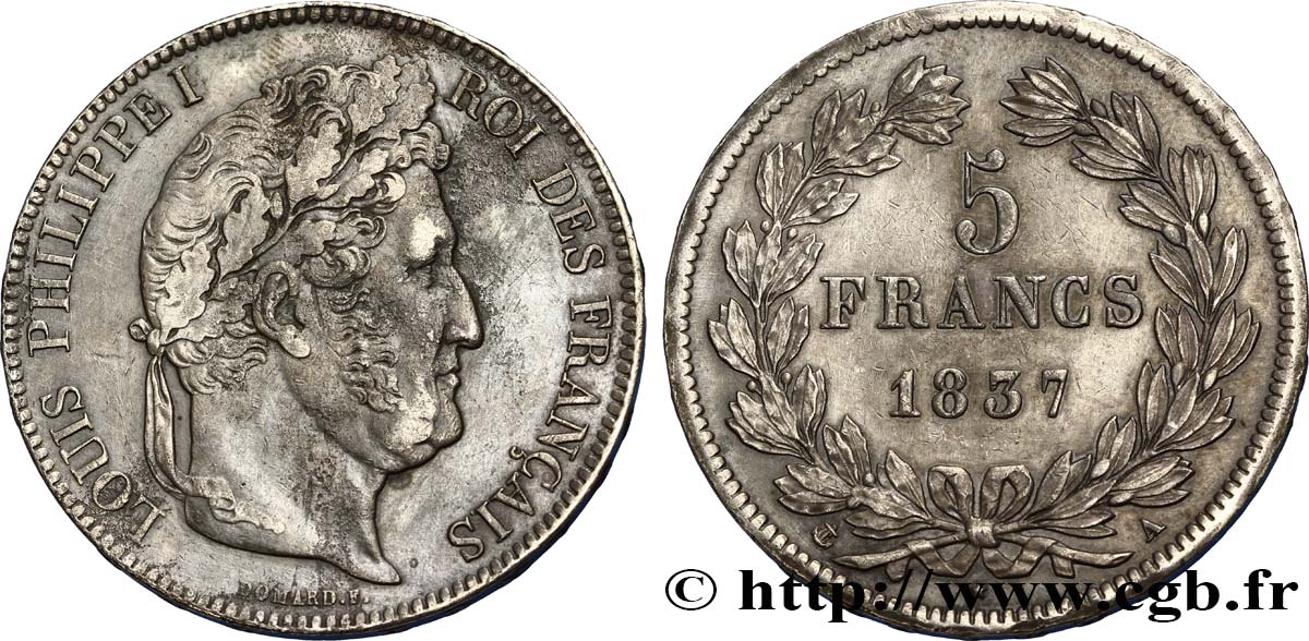 5 francs IIe type Domard 1837 Paris F.324/61 MBC48 