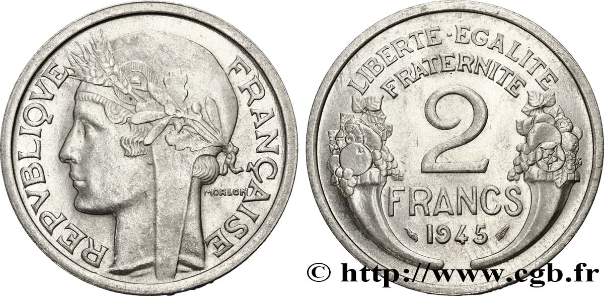2 francs Morlon, aluminium 1945  F.269/5 VZ60 