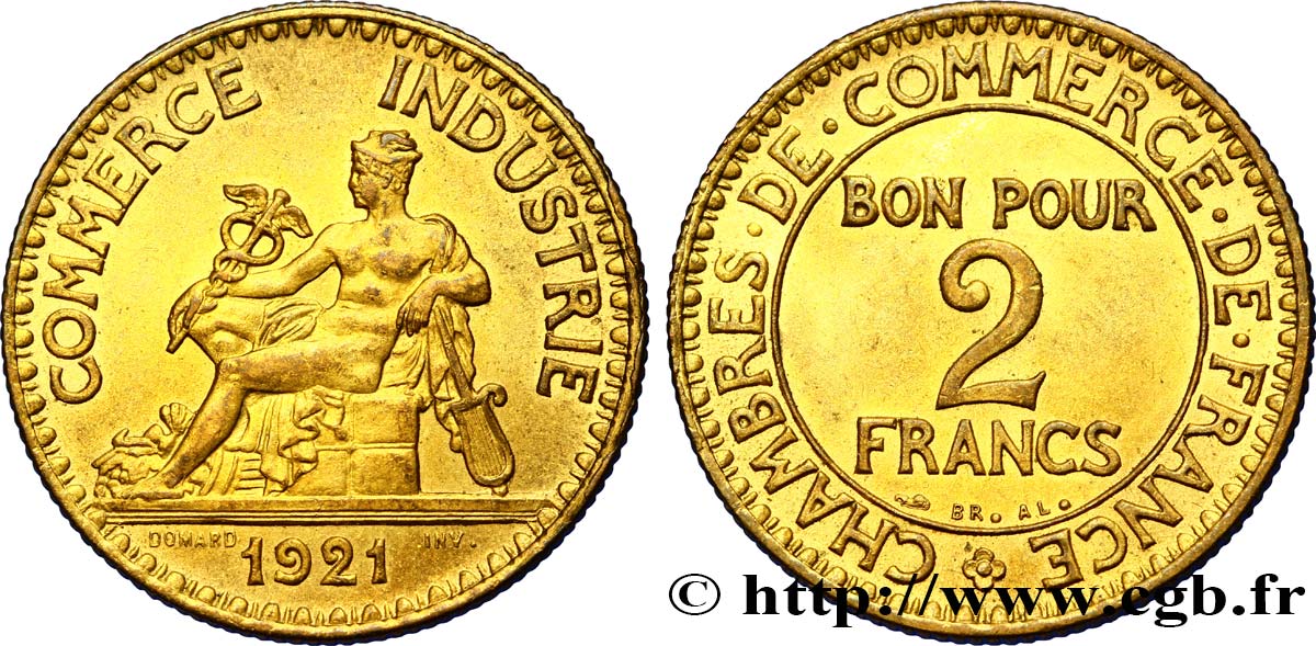 2 francs Chambres de Commerce 1921  F.267/3 MS60 