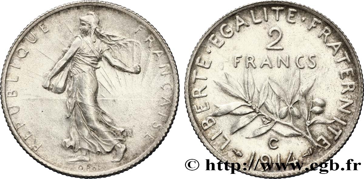 2 francs Semeuse 1914 Castelsarrasin F.266/16 EBC58 