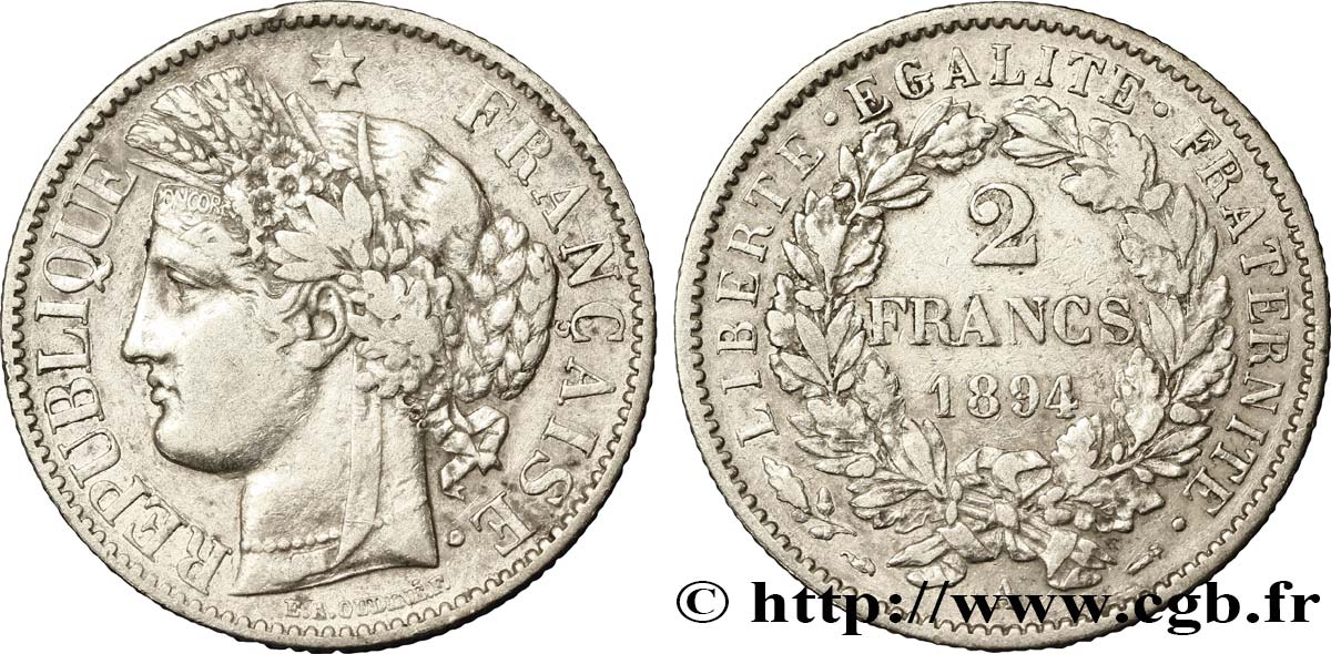 2 francs Cérès, avec légende 1894 Paris F.265/16 TTB40 