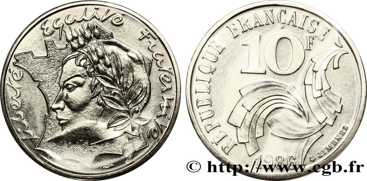 10 francs Jimenez 1986  F.373/2 MS70 