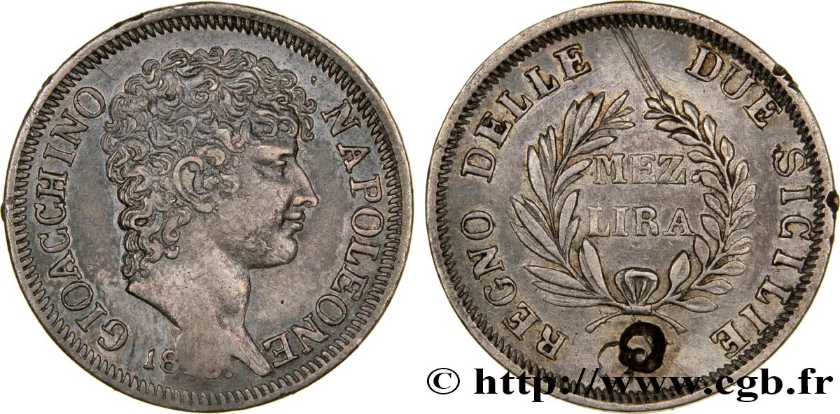 Mezza lira 1813 Naples M.510  AU 