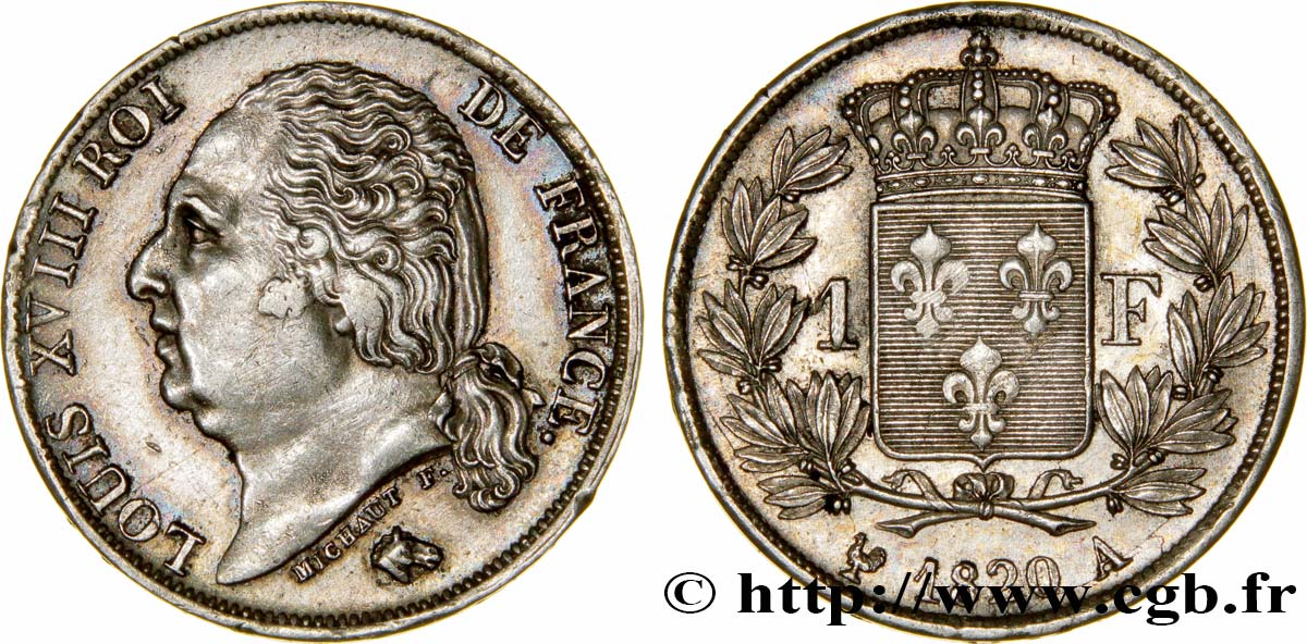 1 franc Louis XVIII 1820 Paris F.206/30 XF48 