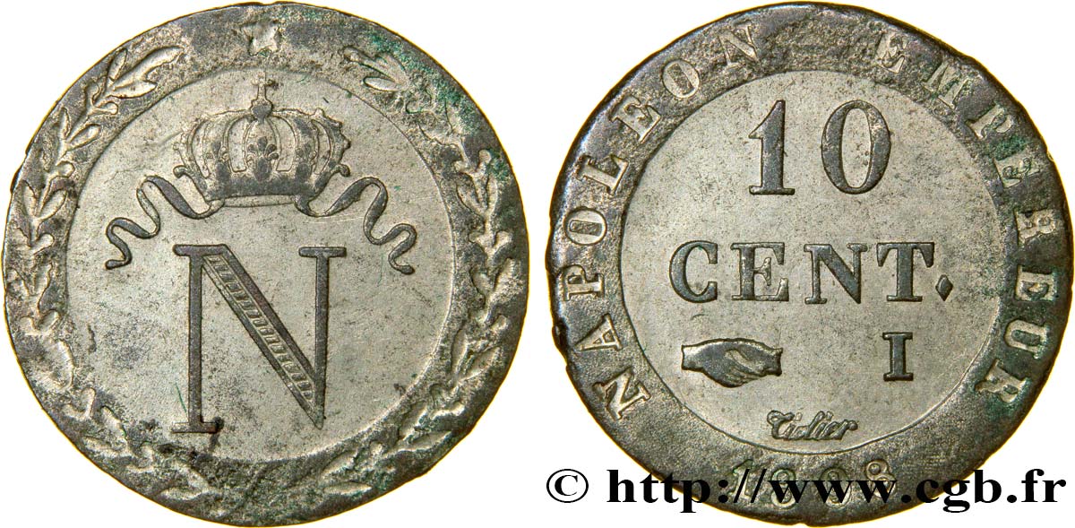 10 cent. à l N couronnée 1808 Limoges F.130/6 TTB52 