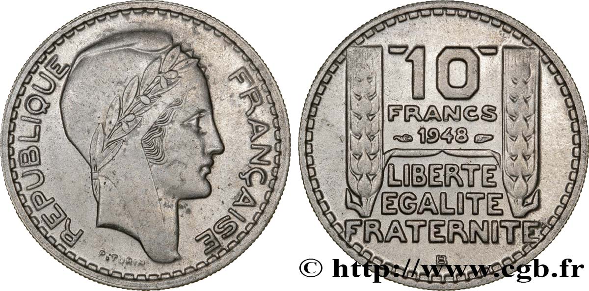 10 francs Turin, petite tête 1948 Beaumont-Le-Roger F.362/5 MS60 