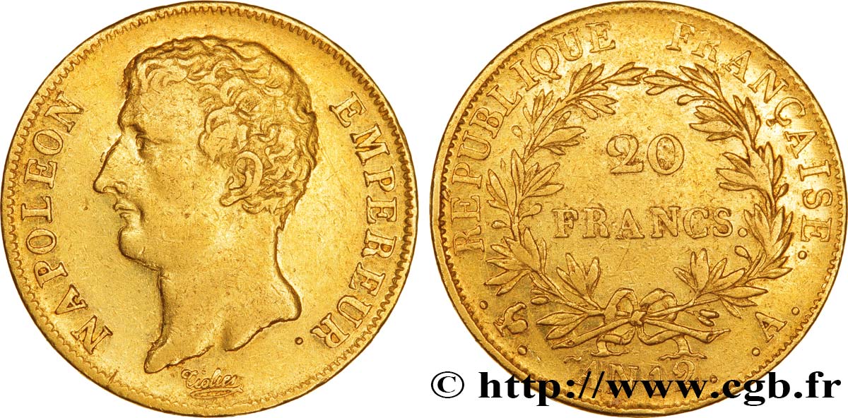 20 francs or Napoléon Empereur, buste intermédiaire 1804 Paris F.511/1 TTB45 