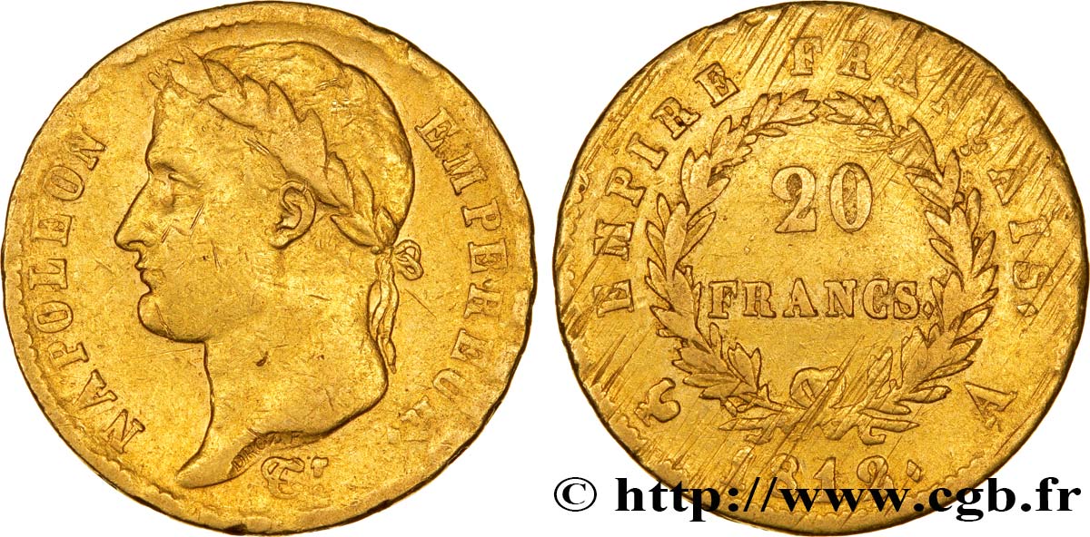 20 francs or Napoléon tête laurée, Empire français 1812 Paris F.516/22 XF42 