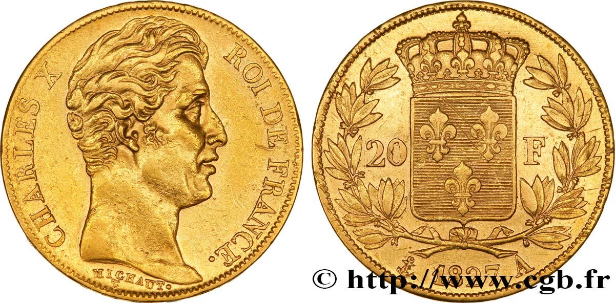 20 francs or Charles X 1827 Paris F.520/6 TTB48 