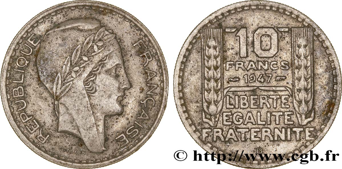 10 francs Turin, petite tête 1947 Beaumont-Le-Roger F.362/2 TB 