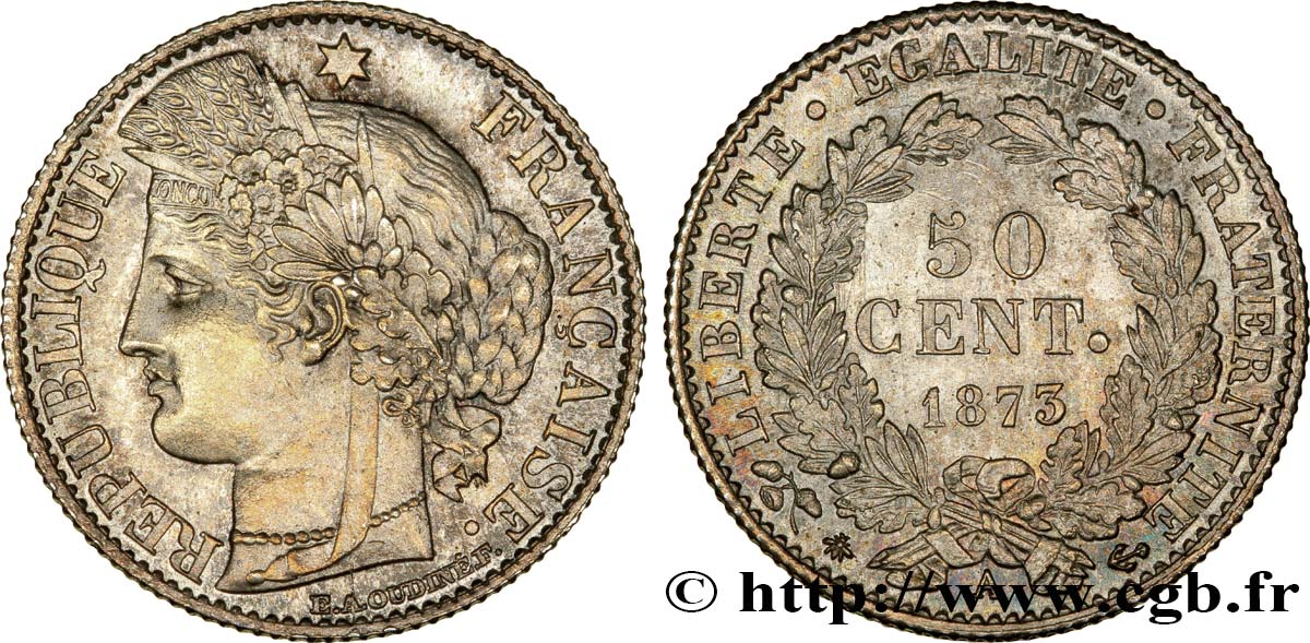 50 centimes Cérès, IIIe République 1873 Paris F.189/5 fST63 