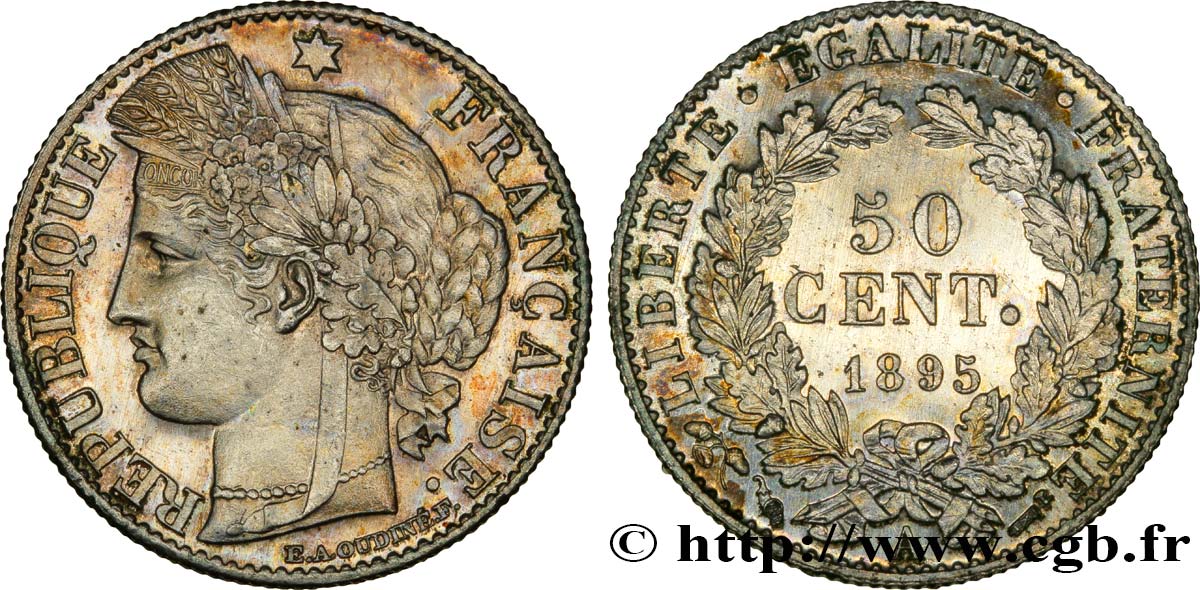 50 centimes Cérès, IIIe République 1895 Paris F.189/16 MS60 
