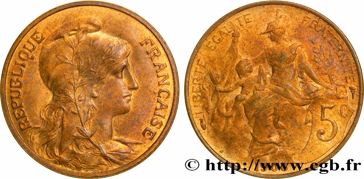 5 centimes Daniel-Dupuis 1908  F.119/19 EBC58 