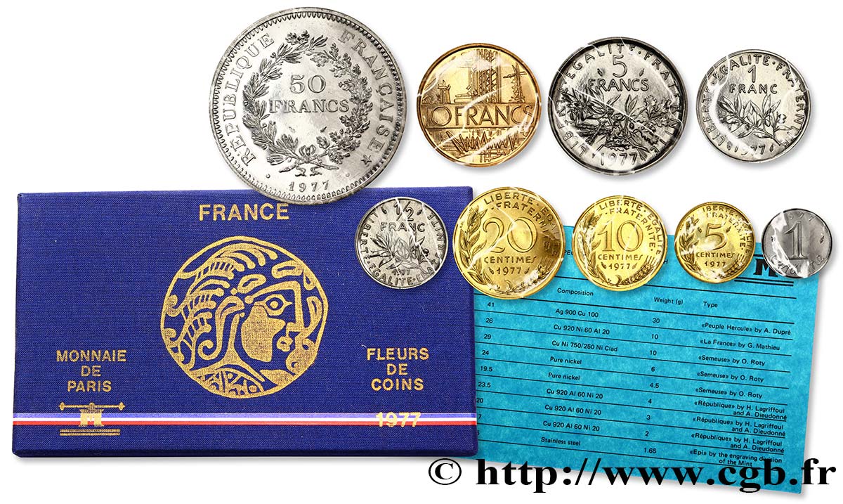 Boîte Fleur de Coins 1977 Paris F.5000/22 MS70 