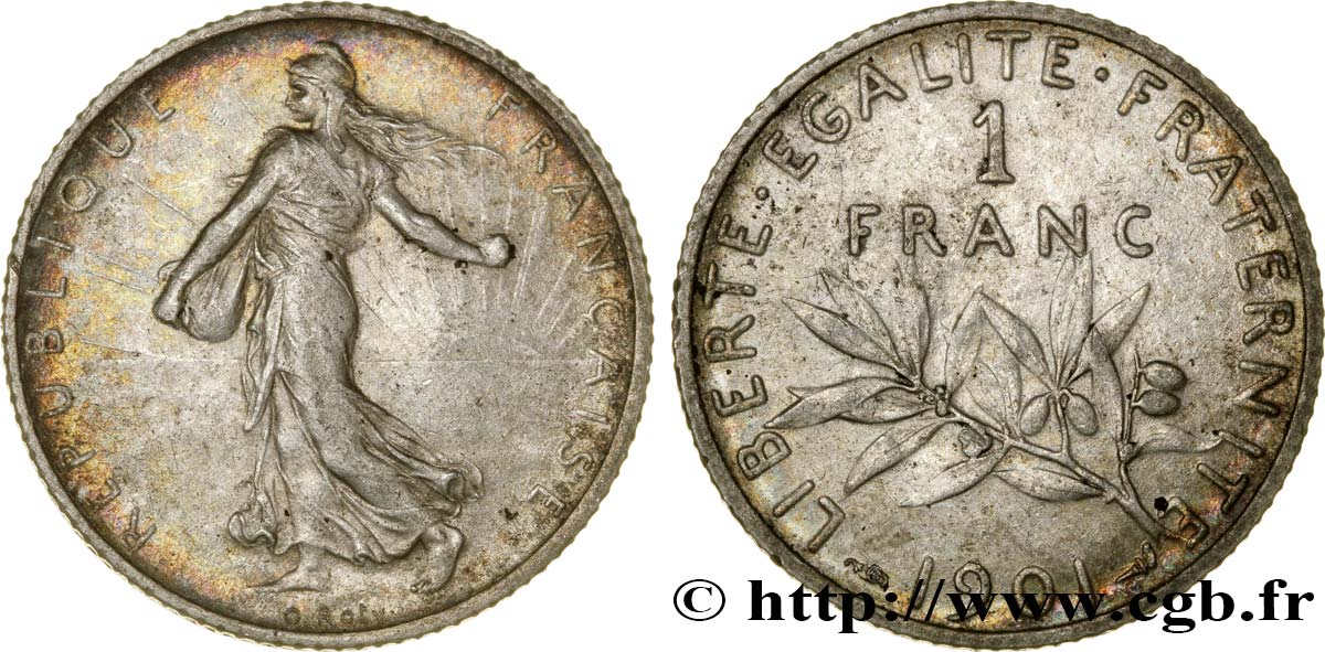 1 franc Semeuse 1901 Paris F.217/6 AU53 