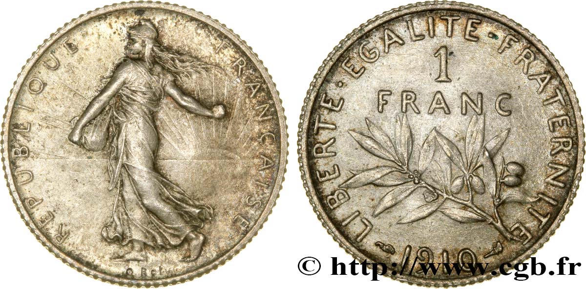 1 franc Semeuse 1910 Paris F.217/15 EBC58 