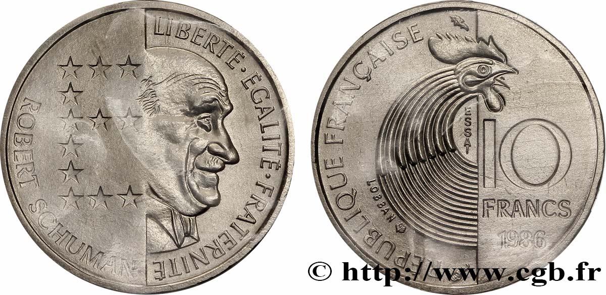Essai de 10 francs Robert Schuman 1986 Pessac F.374/1 FDC70 
