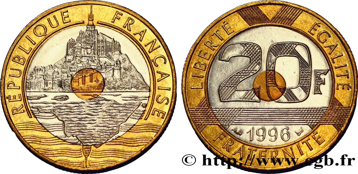 20 francs Mont Saint-Michel 1996 Pessac F.403/12 MS63 