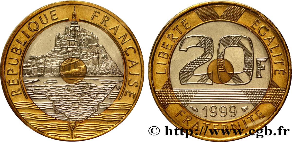 20 francs Mont Saint-Michel, BU (Brillant Universel)  1999 Pessac F.403/15 MS68 