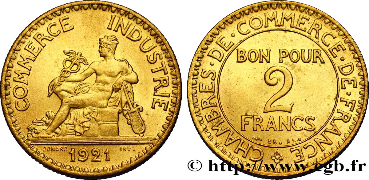 2 francs Chambres de Commerce 1921  F.267/3 EBC62 