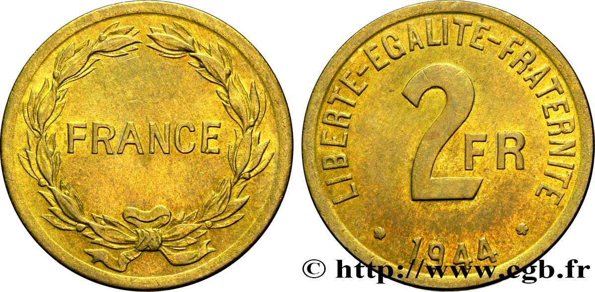 2 francs France 1944  F.271/1 EBC60 