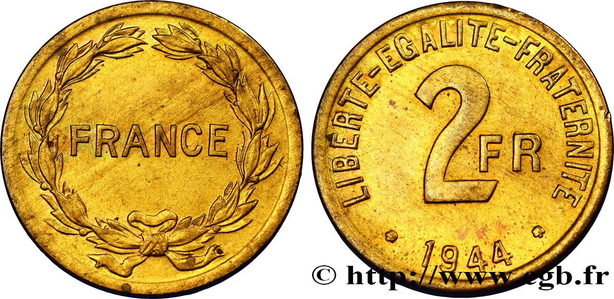 2 francs France 1944  F.271/1 SUP60 
