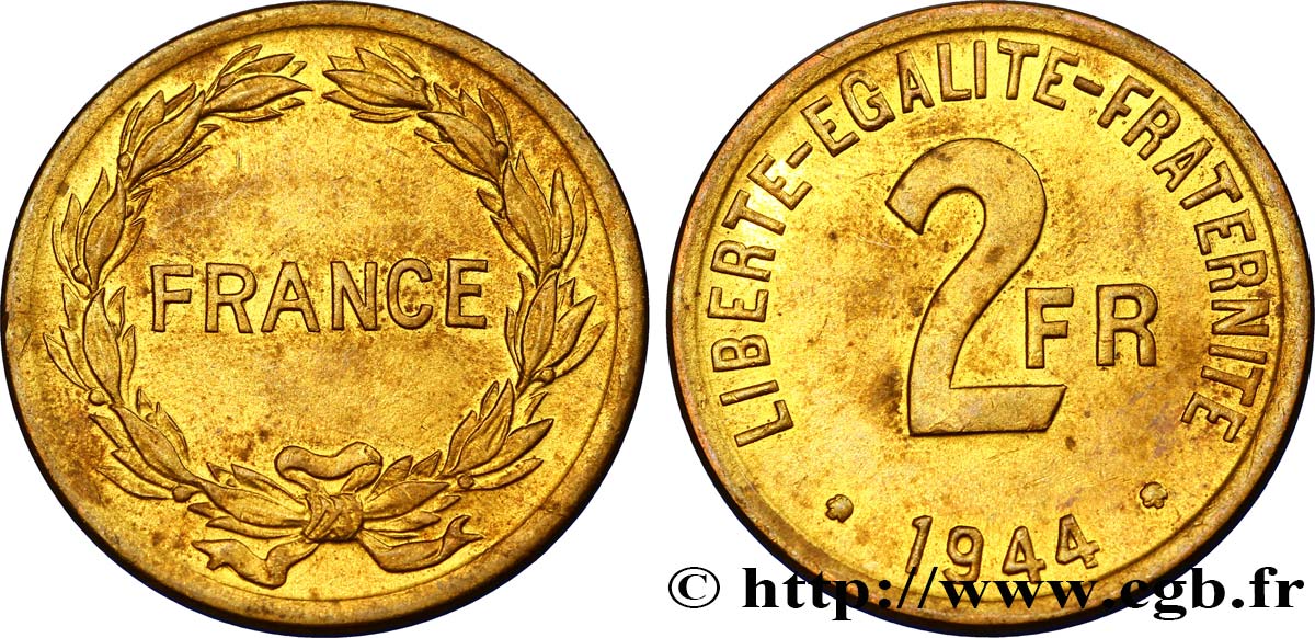 2 francs France 1944  F.271/1 AU58 