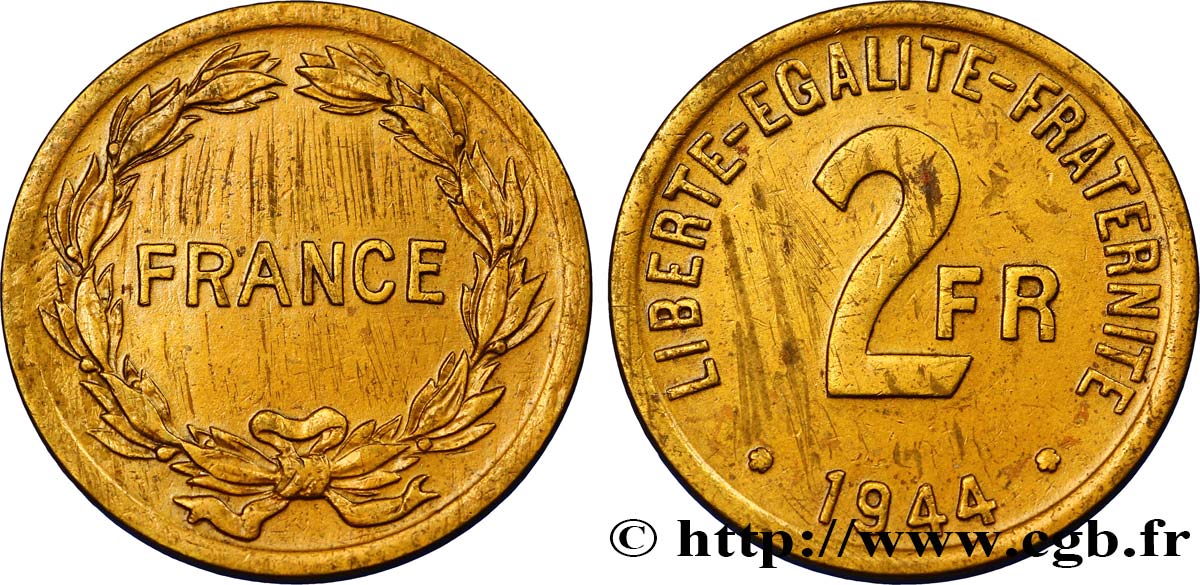 2 francs France 1944  F.271/1 BB52 