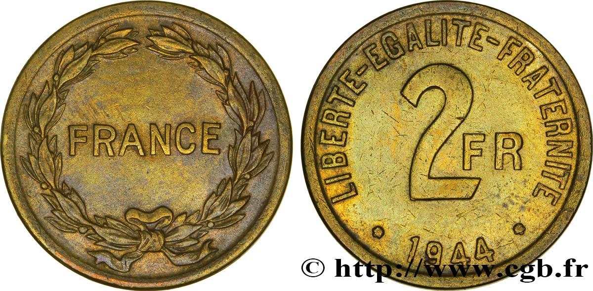 2 francs France 1944  F.271/1 TTB52 